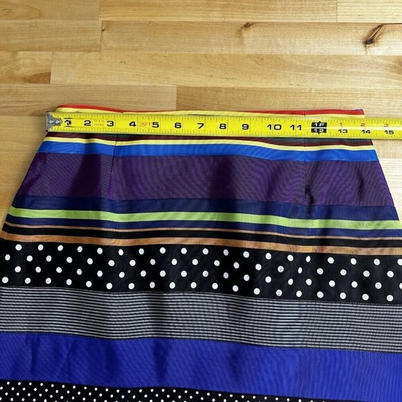 J. McLaughlin Pencil Skirt Colorful Striped Ribbon Polka Dot Knee Length Size‎ 6 - Picture 10 of 11